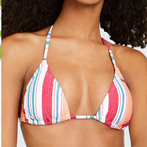 ROXY JUNIORS Stripped Halter Triangle Bikini Top S